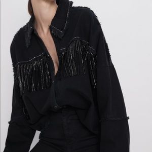 Zara Rhinestone Fringe Jacket